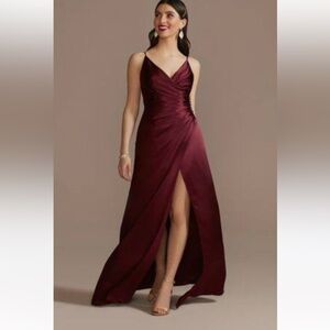Galina Signature Charmeuse Draped Strappy Dress